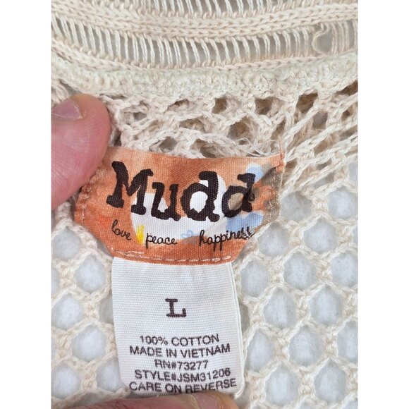 Mudd Y2K Womens Beige Sleeveless Knit Vest Cardigan Duster L - Picture 2 of 4